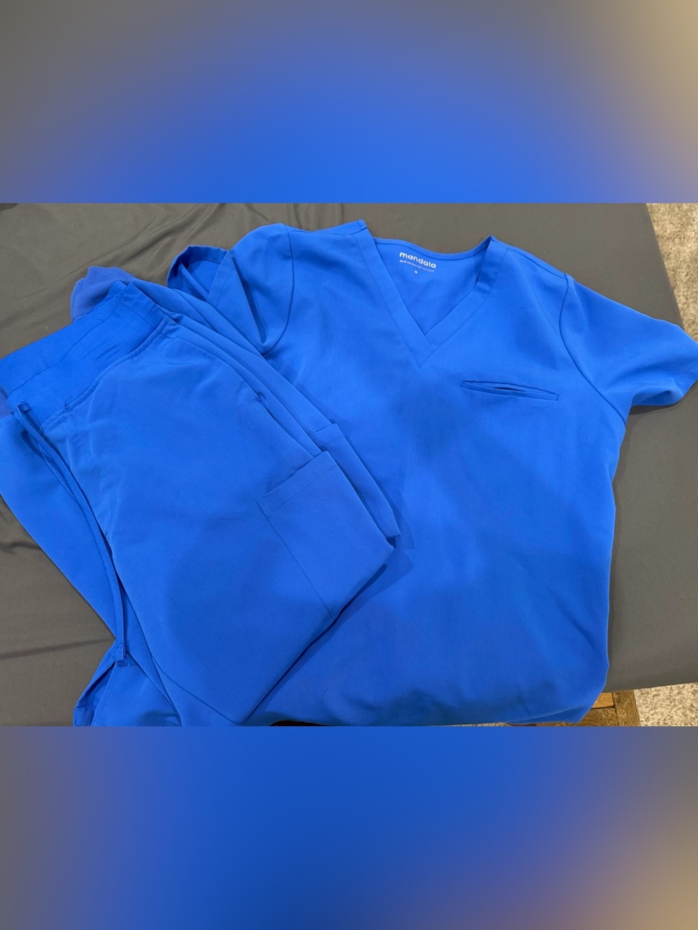 Mandala Women’s V-Neck Scrub Top and Pants Set in Royal Blue